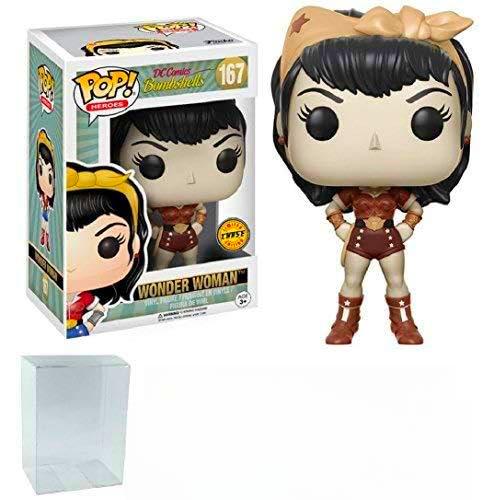 Funko Pop! Heroes: DC Bombshells - Wonder Woman Limited Edition CHASE VARIANT Vinyl Figure (Bundled with Pop Box Protector Case)