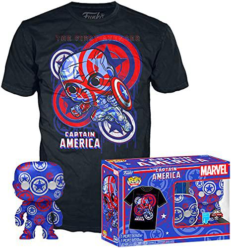 Captain america Marvel Patriotic Age (Art Series) - Pop! &amp; Tee Hombre Funko Pop! Standard S