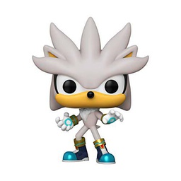 Funko- Pop Games Sonic 30th-Silver The Hedgehog Figura coleccionable