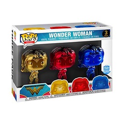 Funko Pop! Heroes: Wonder Woman Oro, Rojo y Azul Cromo Paquete de 3