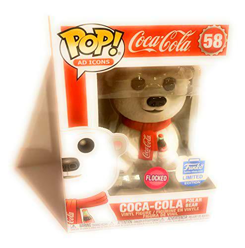 Funko POP! Ad Icons: Coca-Cola Polar Bear [Flocked] #58 Limited Edition Exclusive Bundled with PET Compatible .50mm Extra Rigged Protector