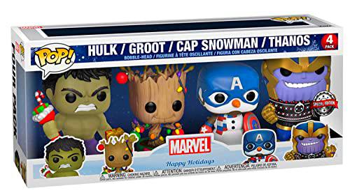 Funko Pop! 51796 Marvel Holidays 4pk Hulk/Groot/Cap Snowman/Thanos