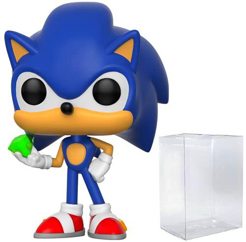 POP Juegos: Sonic The Hedgehog - Figura de vinilo Sonic con Esmeralda Funko Pop! (con funda protectora compatible con caja de pop)