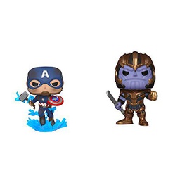 Funko Pop Marvel: Endgame - Captain America w/BrokenShield & Mjolnir & 36672 Pop Bobble : Avengers Endgame : Thanos Collectible Figure