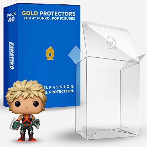 Fanatiko Pack de 40 Protectores Gold para Funko Pop 4"- Funda Funko Pop de 0,5mm Grosor
