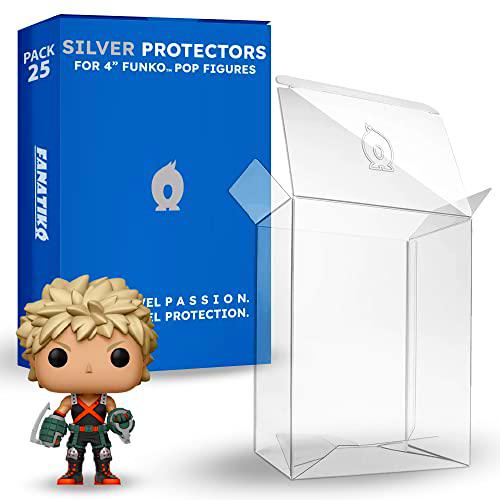 Fanatiko Pack de 25 Protectores Silver para Funko Pop 4"- Funda Funko Pop de 0,4mm Grosor