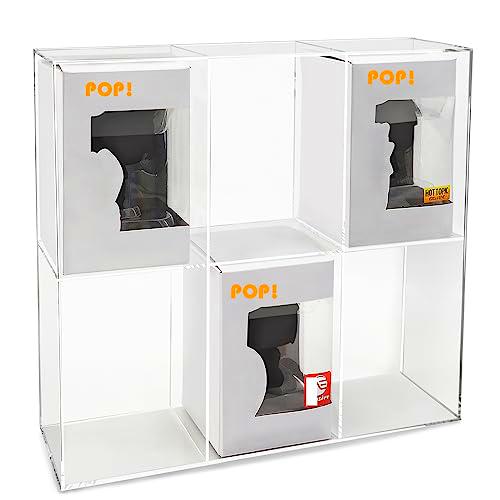 Acrylic Funko Pop Display Case for 4 Inch Funko Pop Collectible Toy Figures Storage Organizer Fits 6 Regular Size Funko Pop Boxes Clear Wall Mounted Or Desktop 2 Tiers Pop Display Shelf