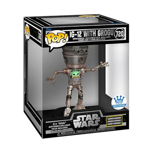 Funko Pop! Star Wars: The Mandalorian Lights and Sounds Deluxe IG-12 con Grogu