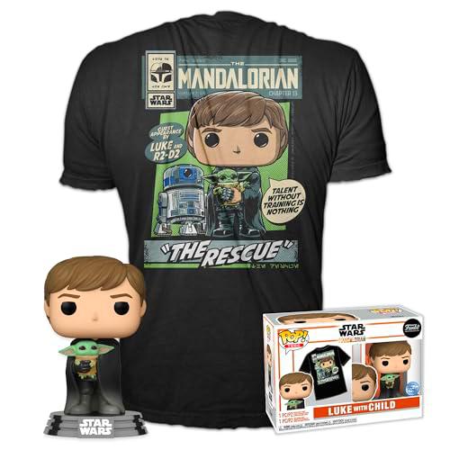 Funko Pop! &amp; tee: Mandalorian - Luke Skywalker with Grogu (The Child, Baby Yoda)